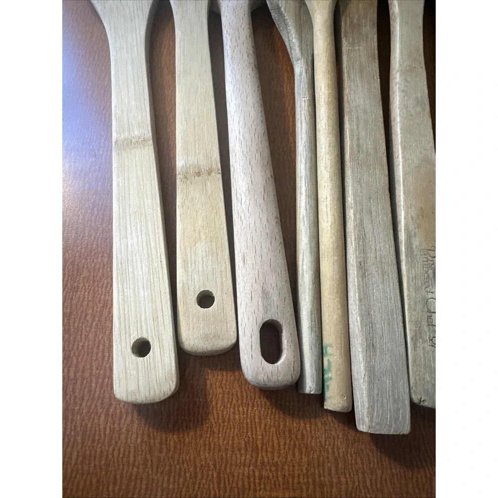 Lot Of 9 Wooden & Bamboo Cooking‎ Utensils